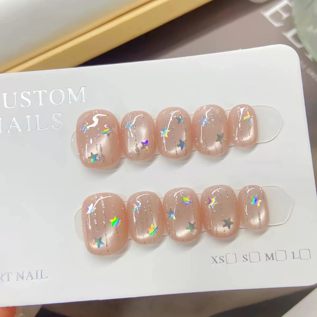 (长短可选)流星雨手工猫眼美甲贴片穿戴甲90