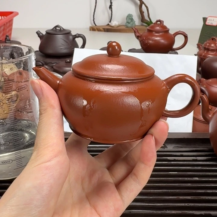 茶壶紫砂简*-朱泥全手水平150cc