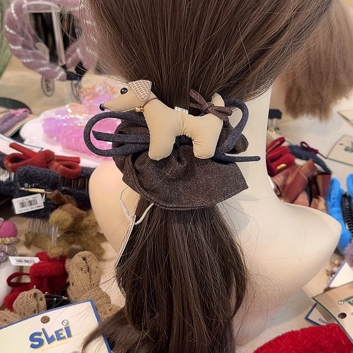 布艺铁合金小狗发圈