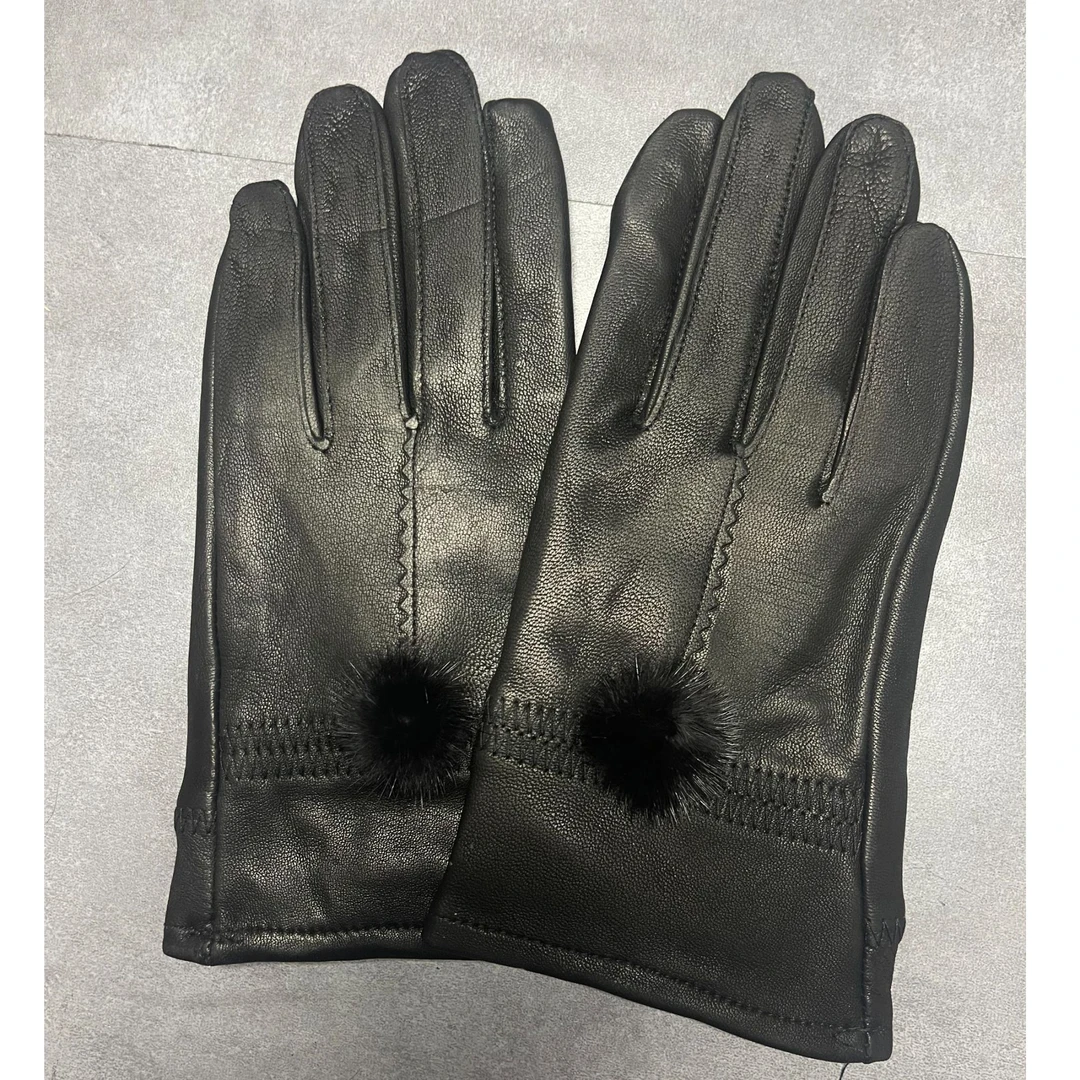 女绵羊皮手套秋冬暖手套分指加厚