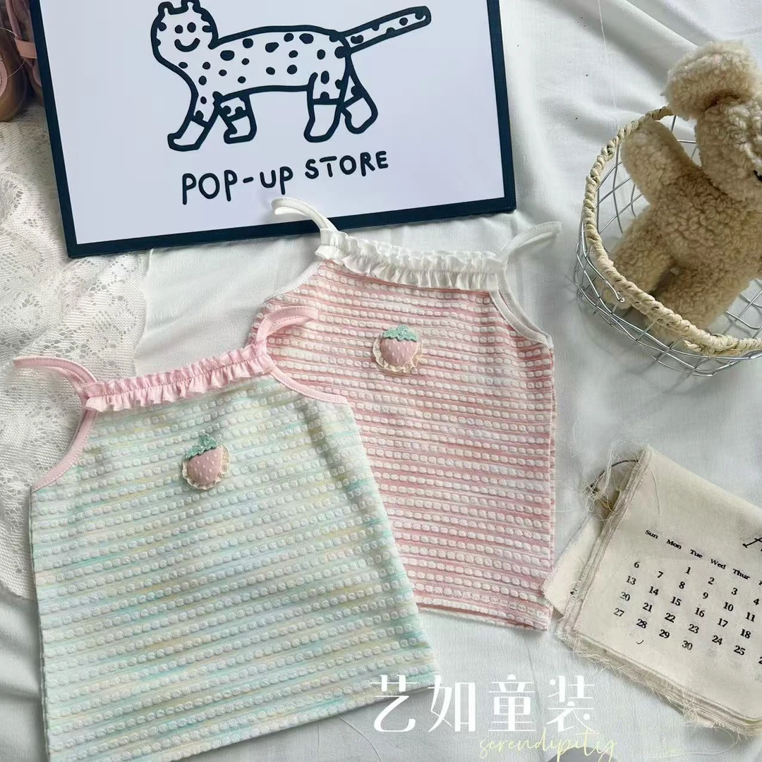 番茄家*【草莓甜心】夏季上新洋气宝宝无袖吊带上衣D-W732