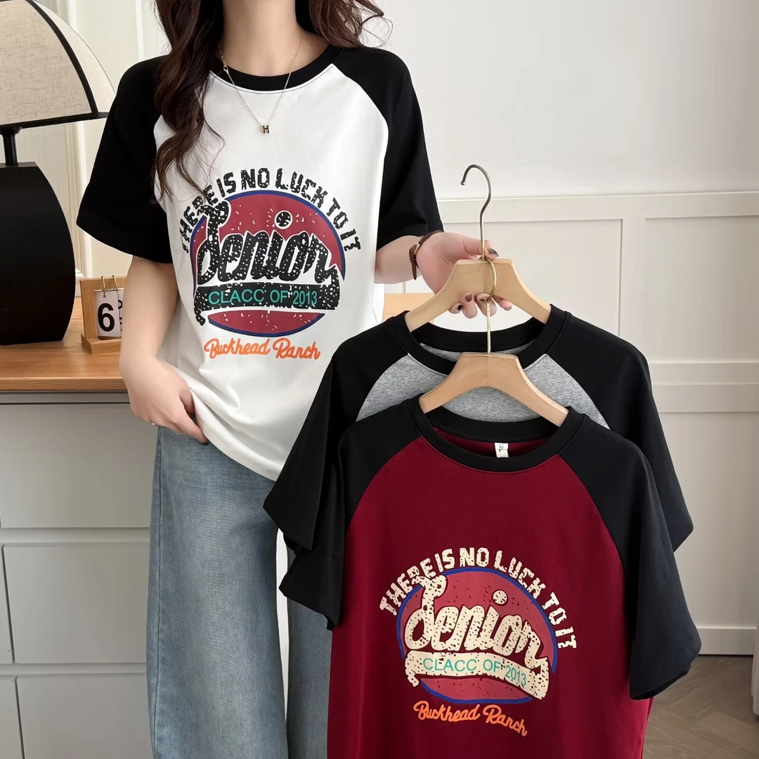 200斤大码女装插肩短袖t恤女夏季新款宽松显瘦胖妹妹mm圆领上衣