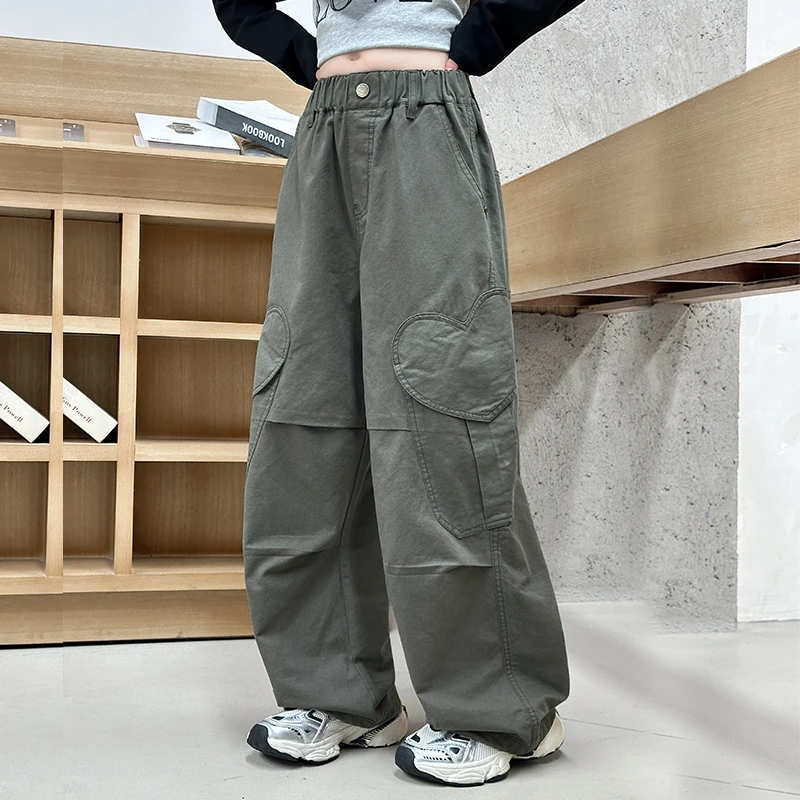 女童工装裤阔腿裤春秋季裤子潮酷有型2025新款6-12岁中大童休闲裤