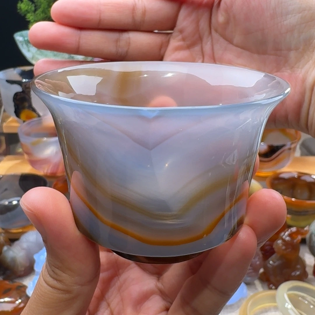 玛瑙/玉髓玛瑙茶杯80毫升未镶嵌