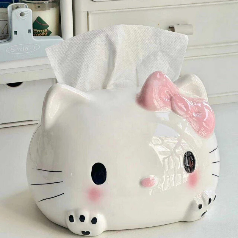 卡通凯蒂猫纸巾盒猫咪树脂抽纸盒桌面摆件少女心可爱摆件送礼