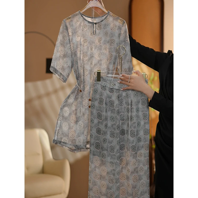 【CiCi小姐】2025夏季新款薄荷绿色时尚女神优雅气质修身女装套装