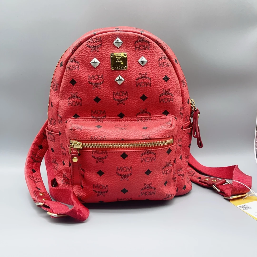 95新 MCM 红色双肩背包 1634 6971
