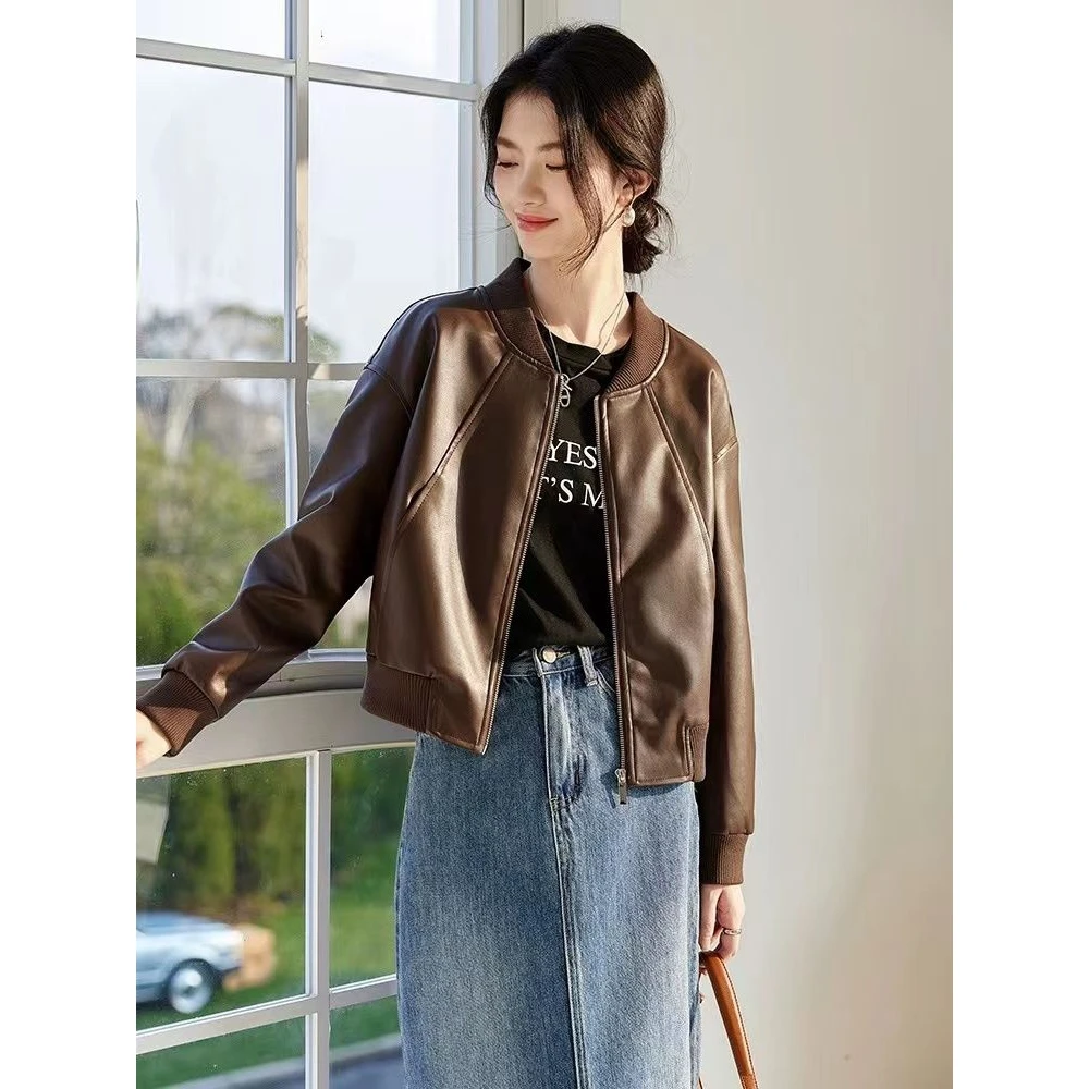 美拉德小个子短款皮衣2026春秋新品气质机车棒球夹克皮衣休闲外套