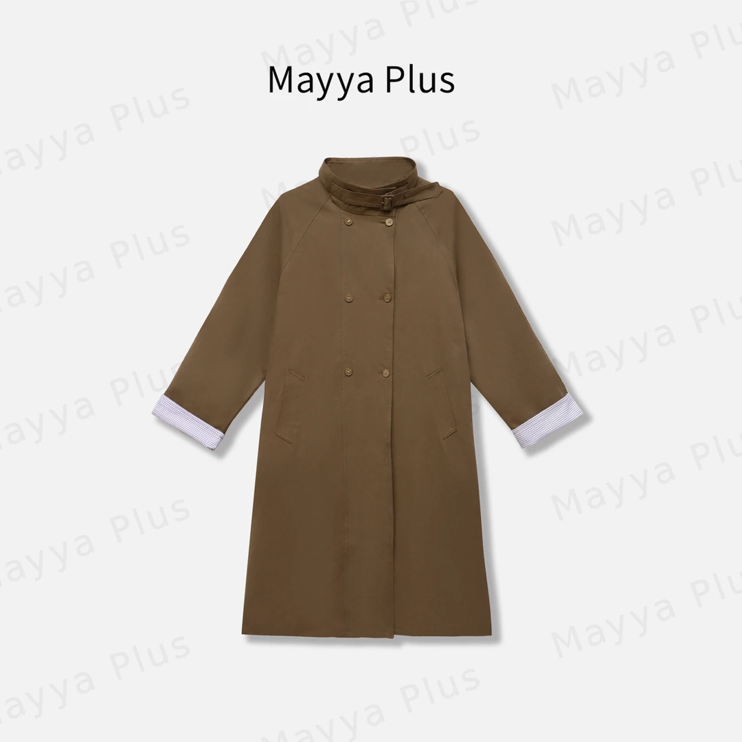 【伦敦街头】Mayya Plus秋季气质驼色纯棉风衣时尚百搭外套32536899