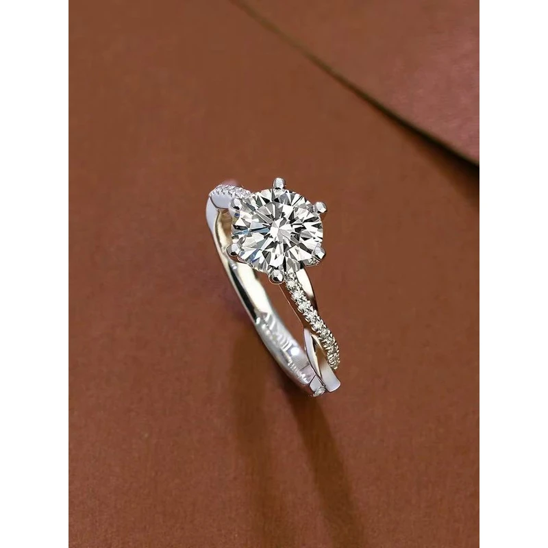 925银莫桑石银制品 【依偎女戒】0.5克拉-2克拉   时尚 /合成碳硅石