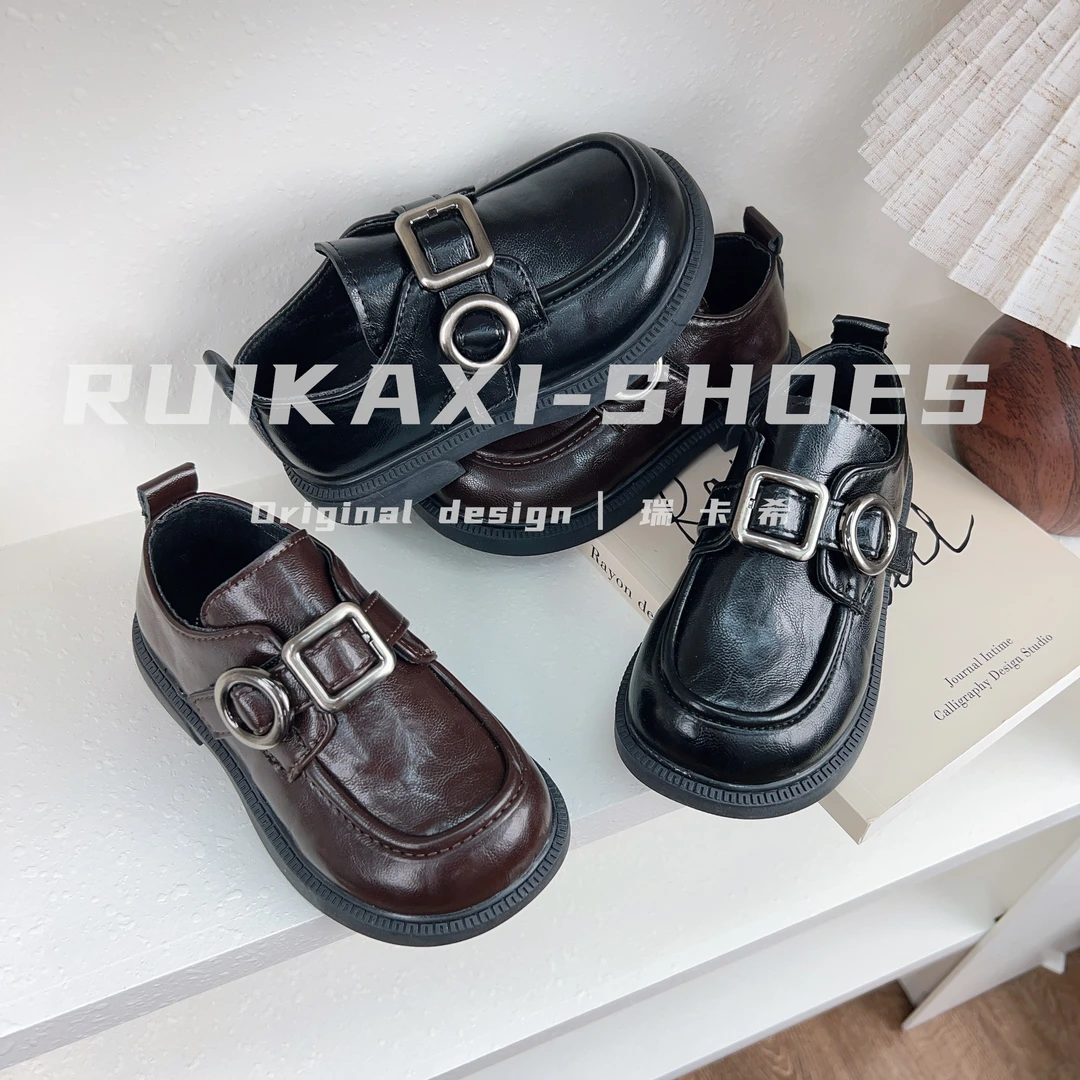【瑞卡希】儿童小皮鞋2025春秋女童英伦风单鞋乐福鞋黑色男童演出鞋