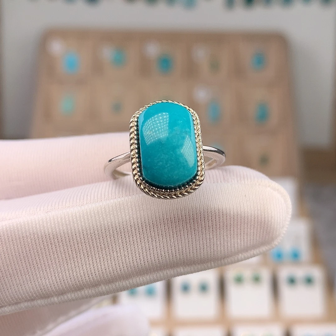 绿松石银S925镶嵌戒指