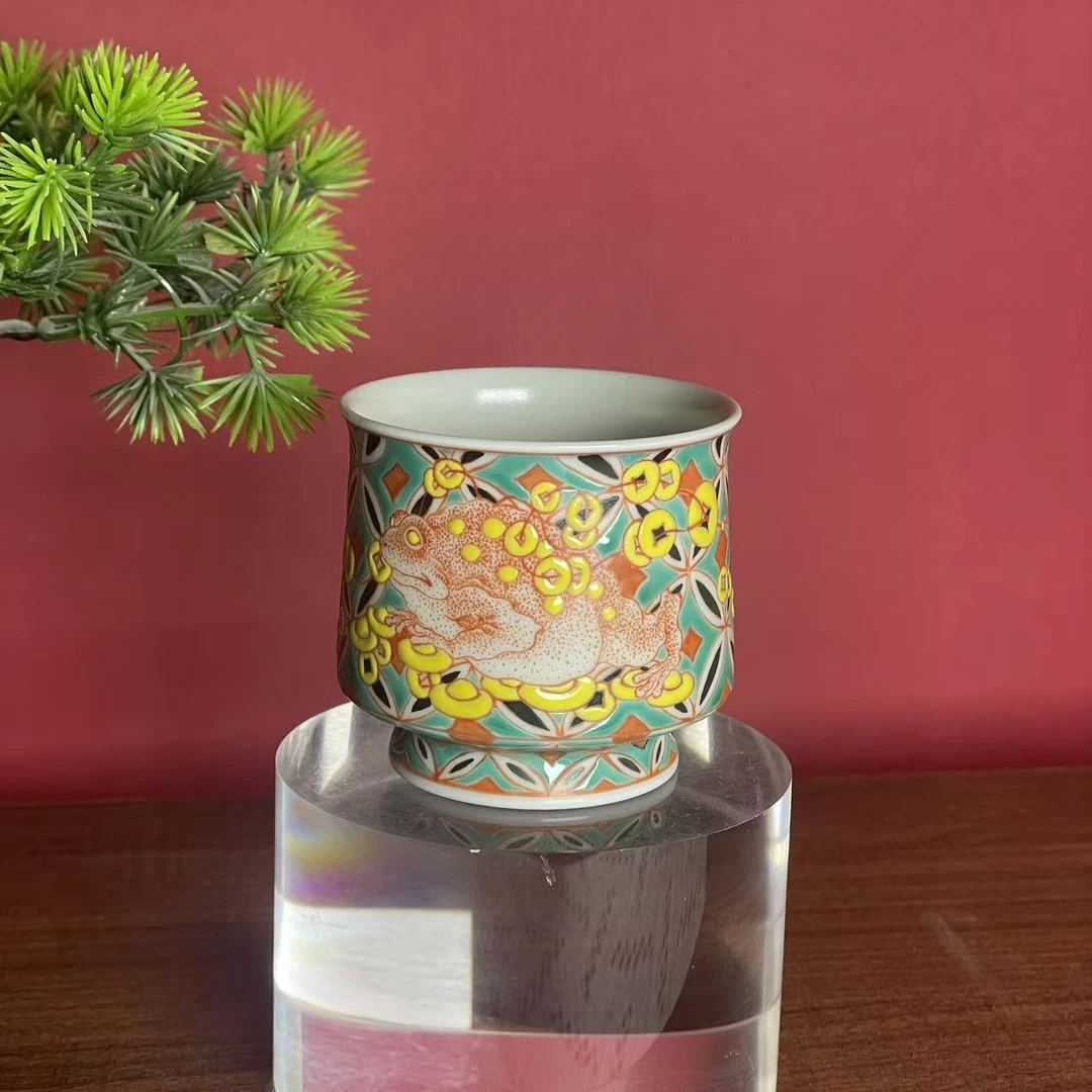 雨溪 红绿彩金蟾主人杯 00094