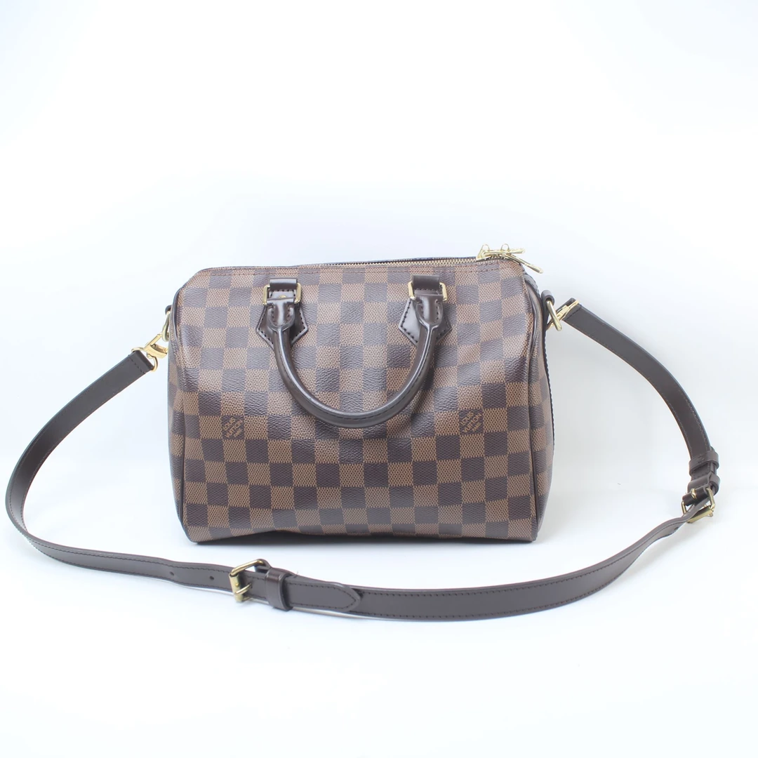 95新 LouisVuitton/路易威登 棕棋盘格Speedy25芯片款枕头单肩包