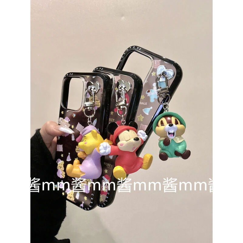 可爱睡帽维尼熊米奇花栗鼠宝宝适用iphone16promax苹果15手机壳14