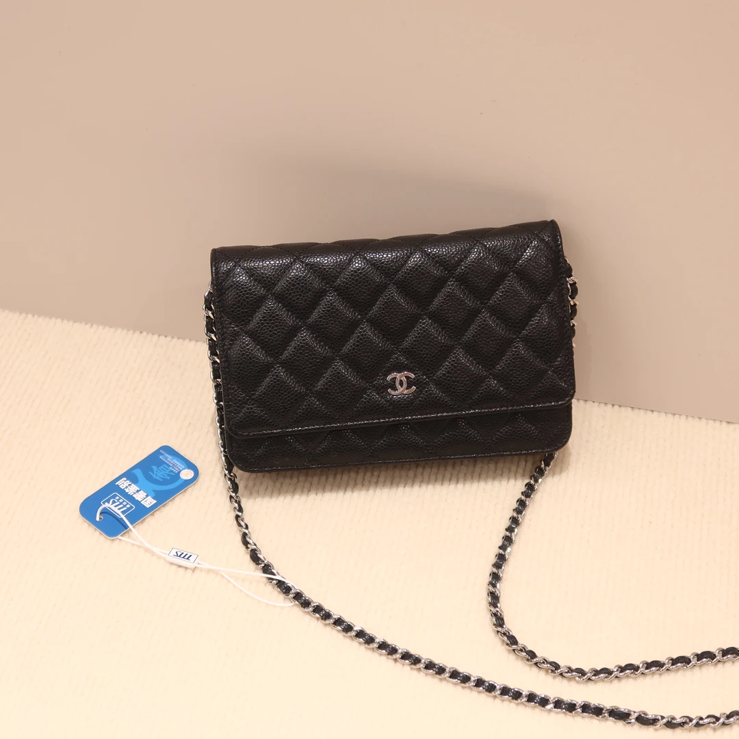 99新 Chanel/香奈儿 黑银鱼子酱woc单肩包 4020115023251