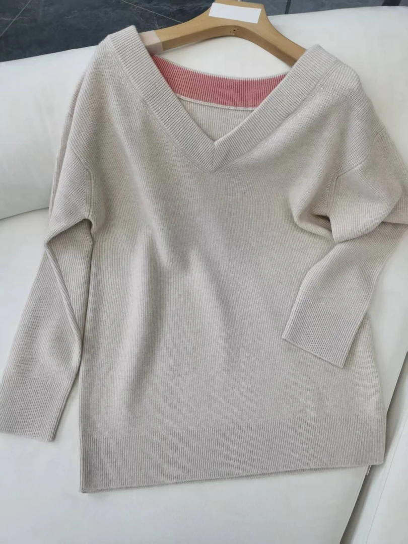 女款宽松型纯色毛针织衫-291