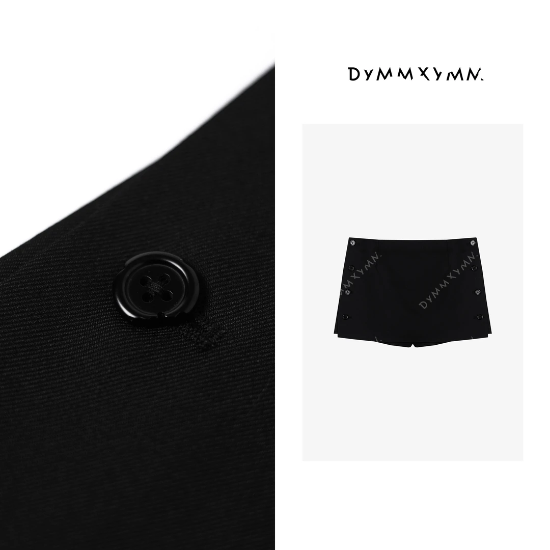 【DYMMXYMM】-极简风高级感双侧扣澳毛醋酸半裙短裙-5SSW7602
