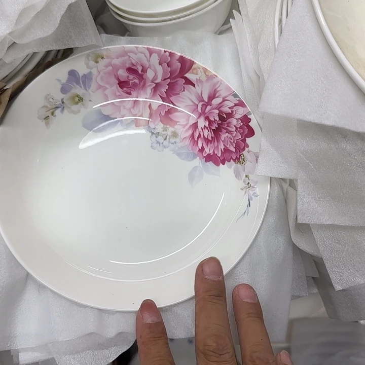 45%以上骨粉骨瓷四个牡丹花饭盘特价