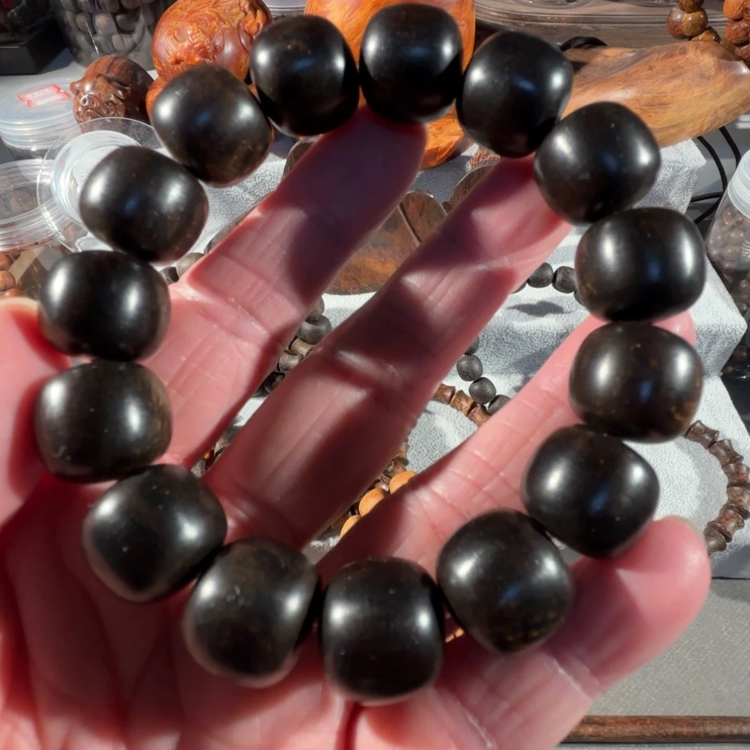 一***次木质非金属印贡1516墨绿单圈