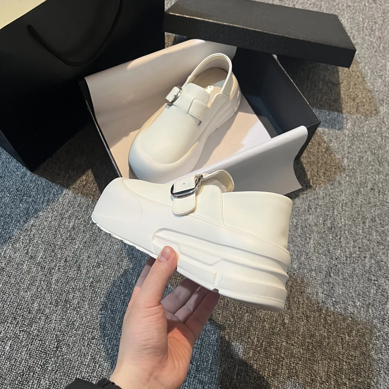 真皮两穿小白鞋女2025春季新款舒适百搭时尚厚底圆头休闲运动板鞋