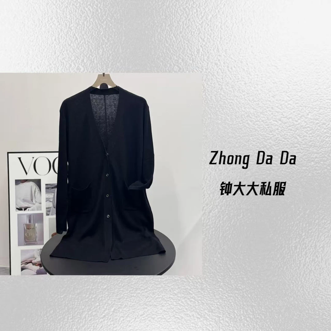 ZHONG大大【】V领单排扣中长款针织开衫2025新款时尚外套11930