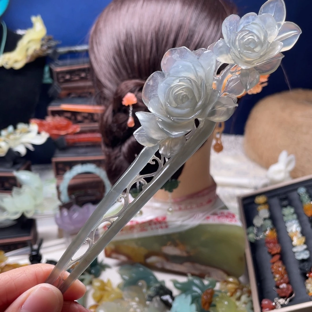 【闪购商品】蛇纹石玉未镶嵌发饰太*