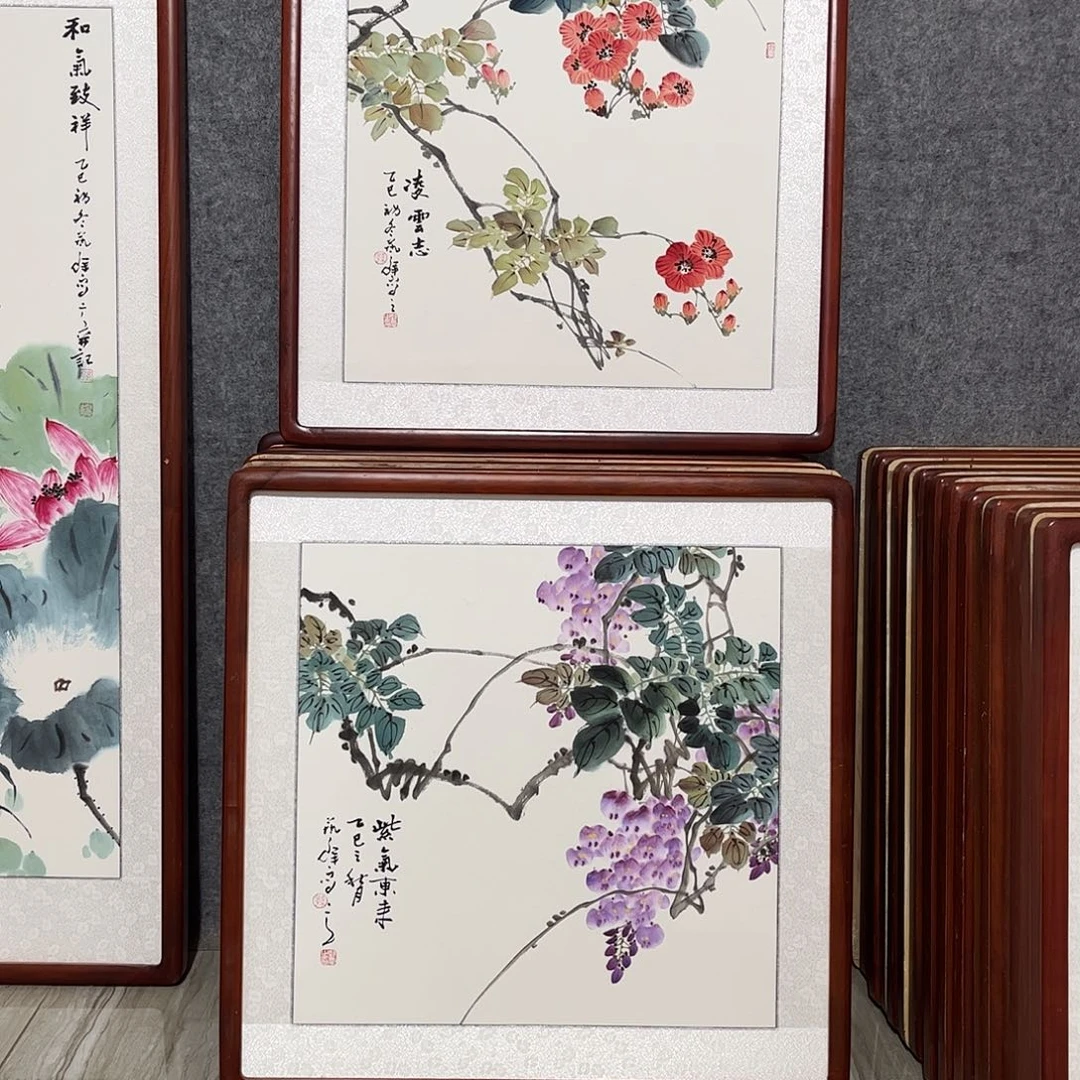 国画书画作品带框63×63