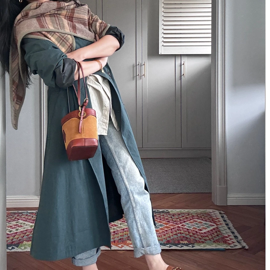 【安雅精选】“风行浓秋”YD墨绿色极简风衣