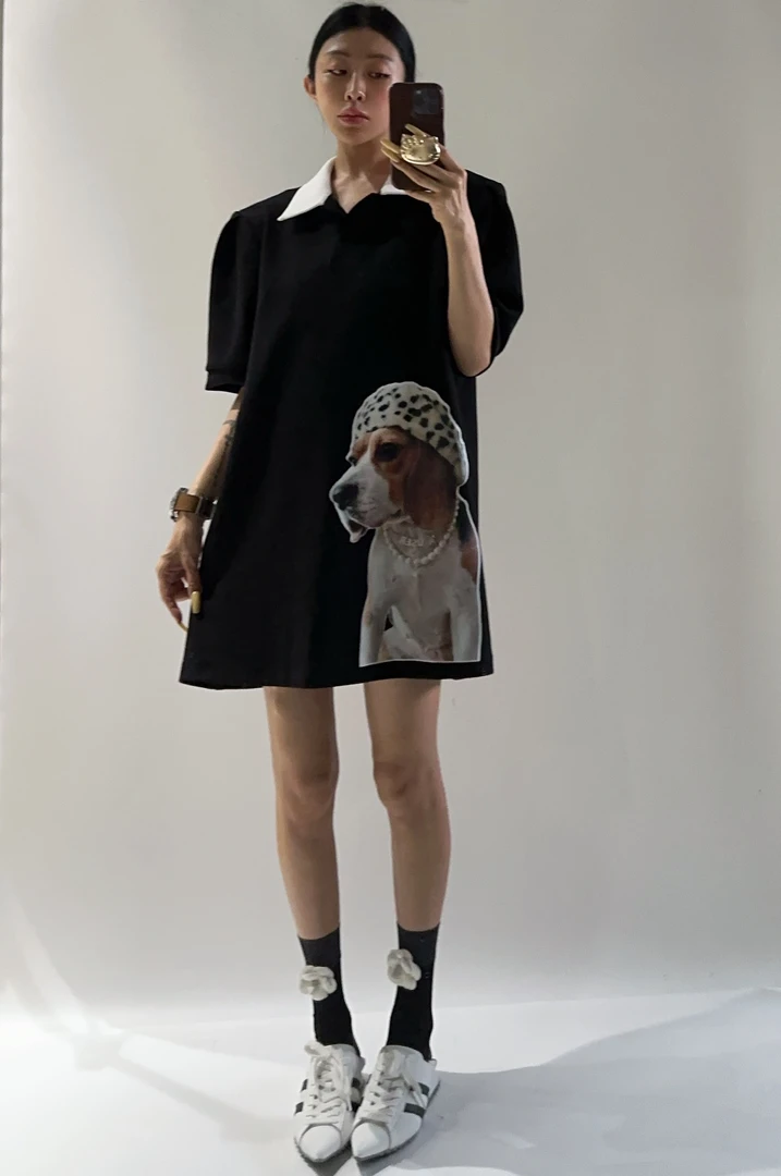 VIVISPLENDID20357#（定制福利款NO退NO换）穿搭小野猫香风连衣裙