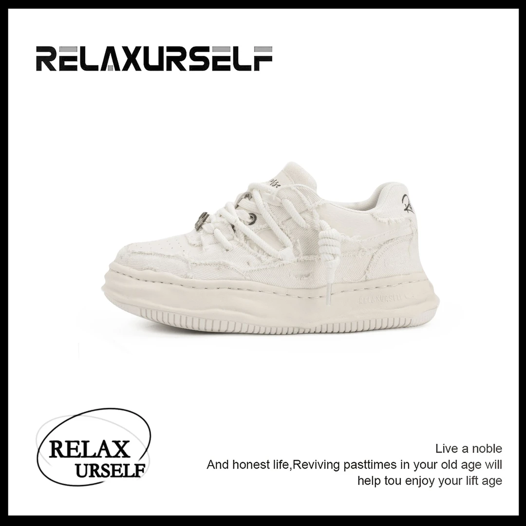 RELAXURSELF四季百搭水洗牛仔低帮增高鞋运动潮鞋时尚休闲情侣鞋