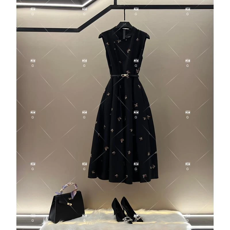 【玲】夏季新款复古时尚百搭印花无袖连衣裙 H-893