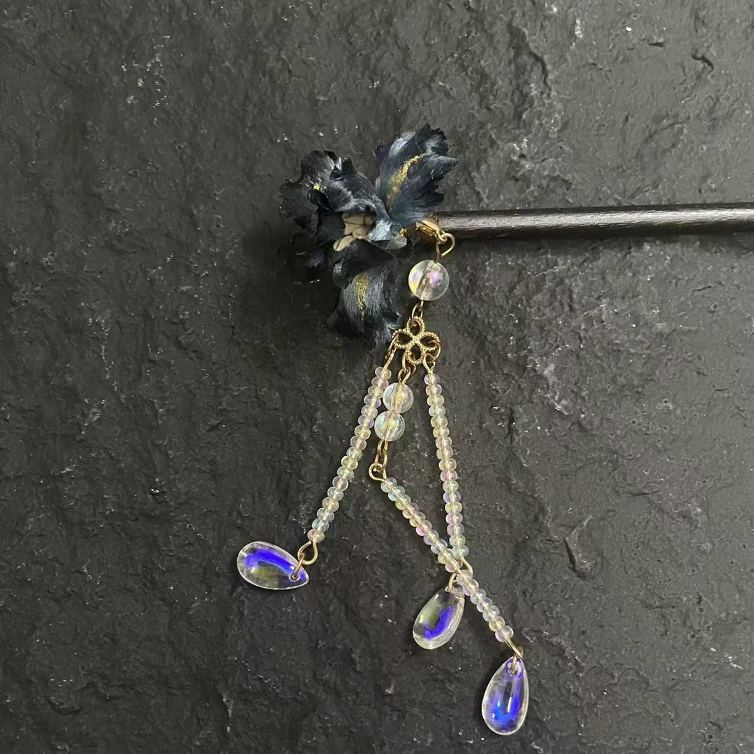 【鸢尾】刺绣纯手工非遗插梳发簪