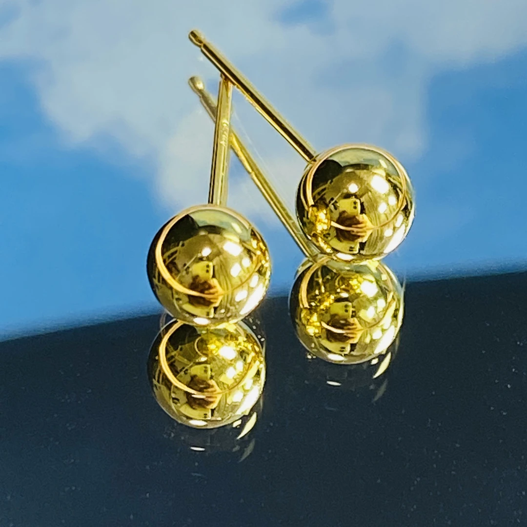 福利！正品18k金进口工艺光珠耳钉圆珠耳钉配件