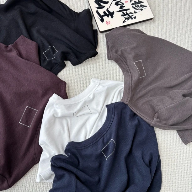 ［春春定制］新款韩版百搭修身显瘦时尚纯色女休闲圆领短袖T恤 6682