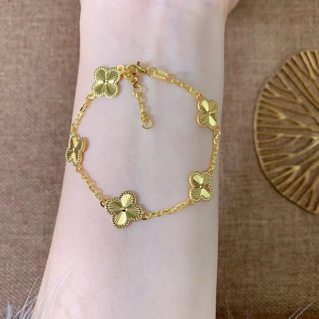 【伟新源】足金999 5G工艺 镭射四叶草手链