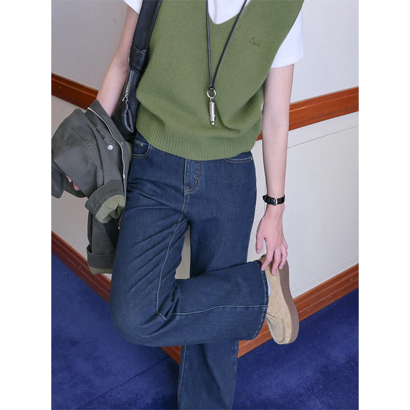 【素简】超模大长腿舒适易打理显瘦牛仔裤女亲肤透气骨感长裤潮1623