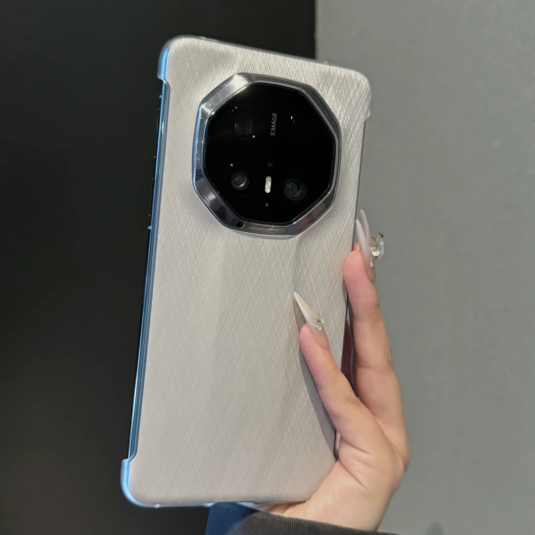 适用mate70rs非凡大师手机壳金丝银棉纹无边框超薄散热保护套