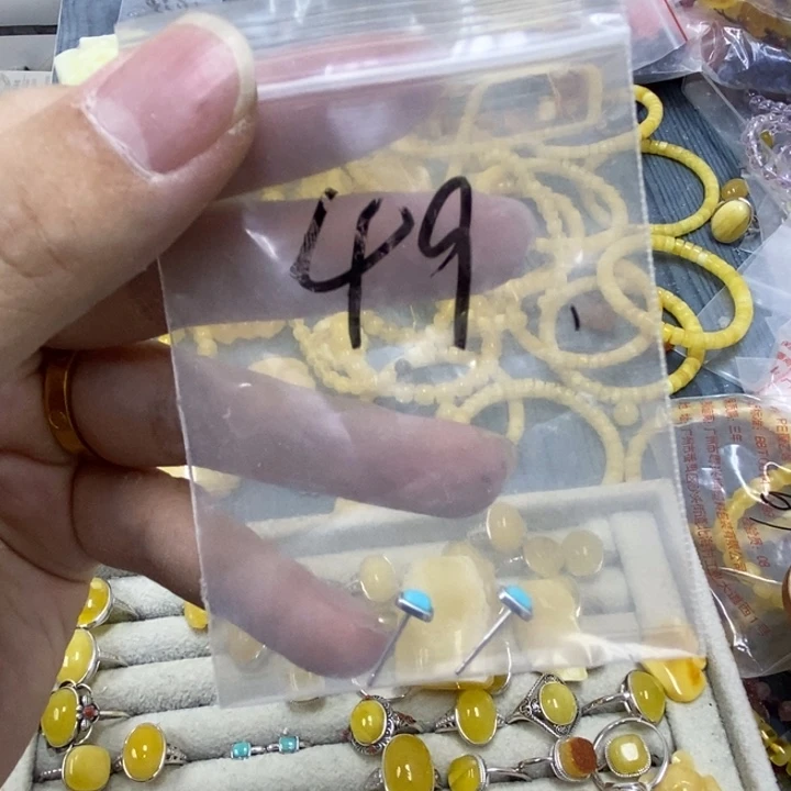 蜜蜡裸石银S925镶嵌耳钉