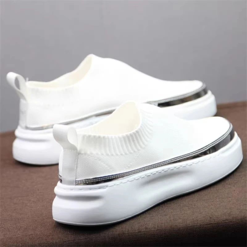 男鞋2025年夏季新款透气薄款网鞋潮流百搭飞织运动休闲增高小白鞋