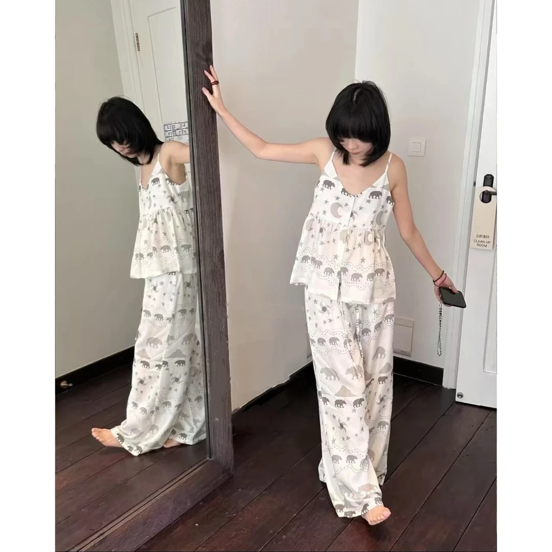 【奶油犀牛-吊带三件套】小众设计高级感天丝家居服吊带睡衣套装