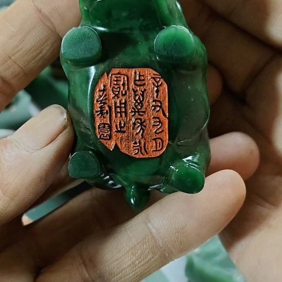 印石昌化石陕西西安倔绿精品手把件6.2*3.5*3.8