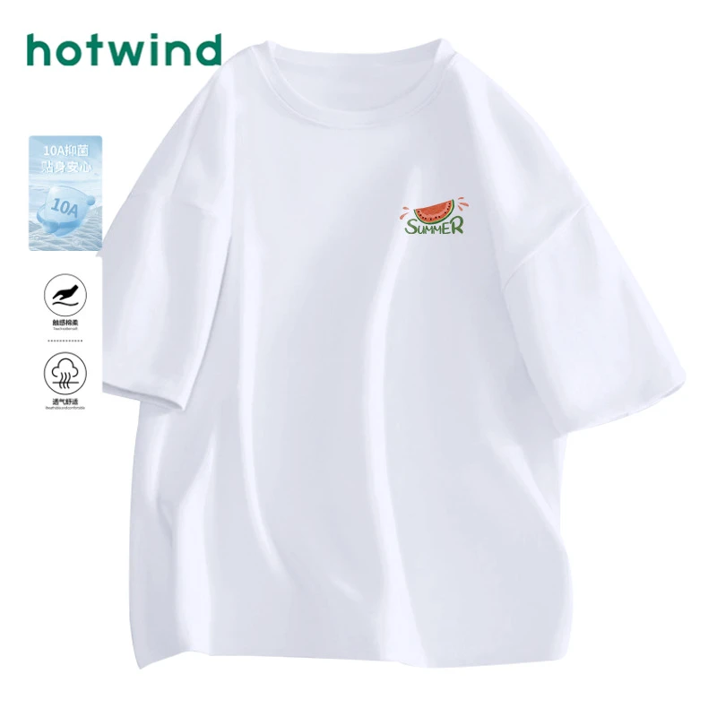 Hotwind/热风西瓜印花韩系显瘦男女纯棉短袖T恤小众设计感新款夏