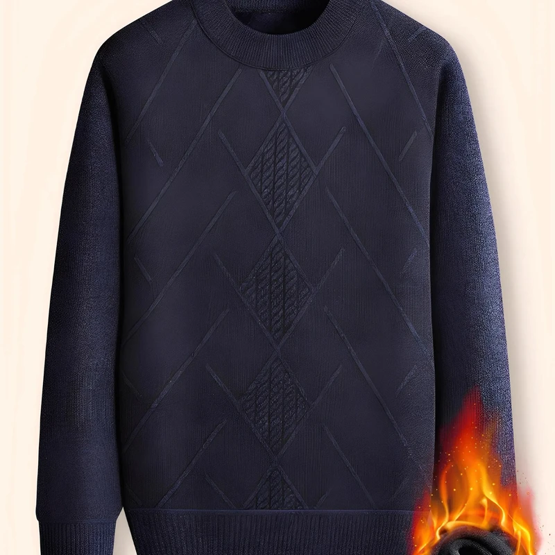 新1-200中老年男士秋冬毛衣爸爸保暖长袖套头休闲针织衫
