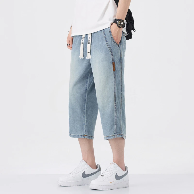 牛仔裤男款爆款2025新款薄款宽松潮流休闲裤痞帅显腿长中裤男夏季