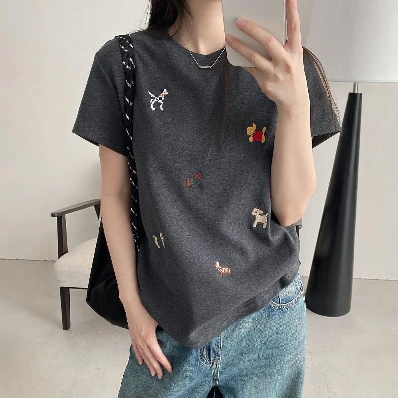 法乐琪正肩短袖T恤女大码夏季2025新款短款显瘦百搭短袖T恤上衣