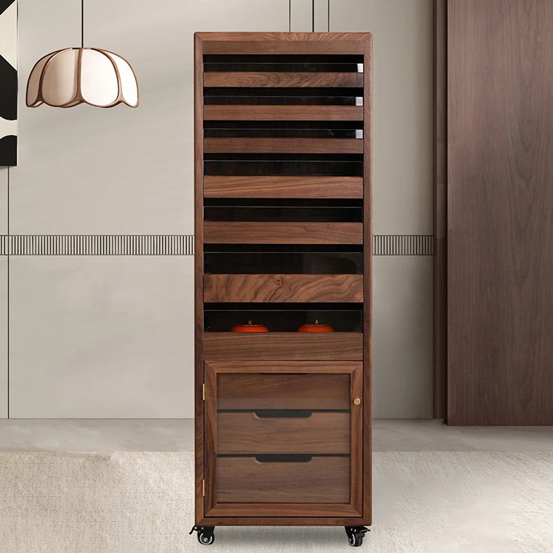【北美黑胡桃木】【牙科柜】实木多层高端新中式办公室茶具收纳储物柜