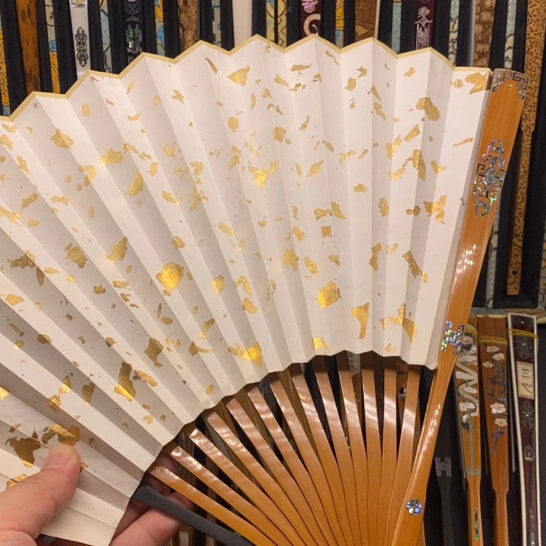 蓝***的扇子檀窗锦韵三合螺钿