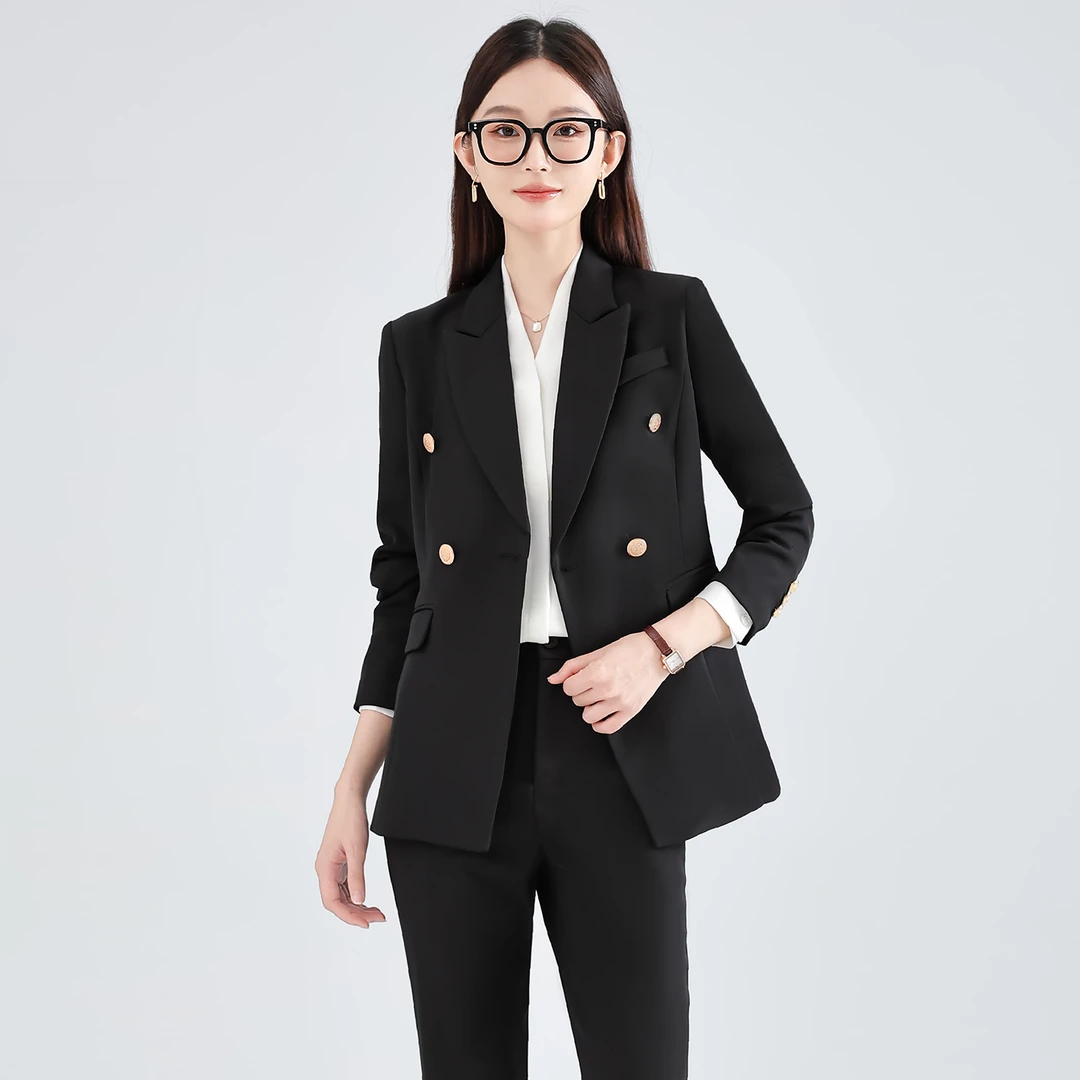 黑色西装套装女高级感大学生职业正装教资面试轻职场穿搭西服外套