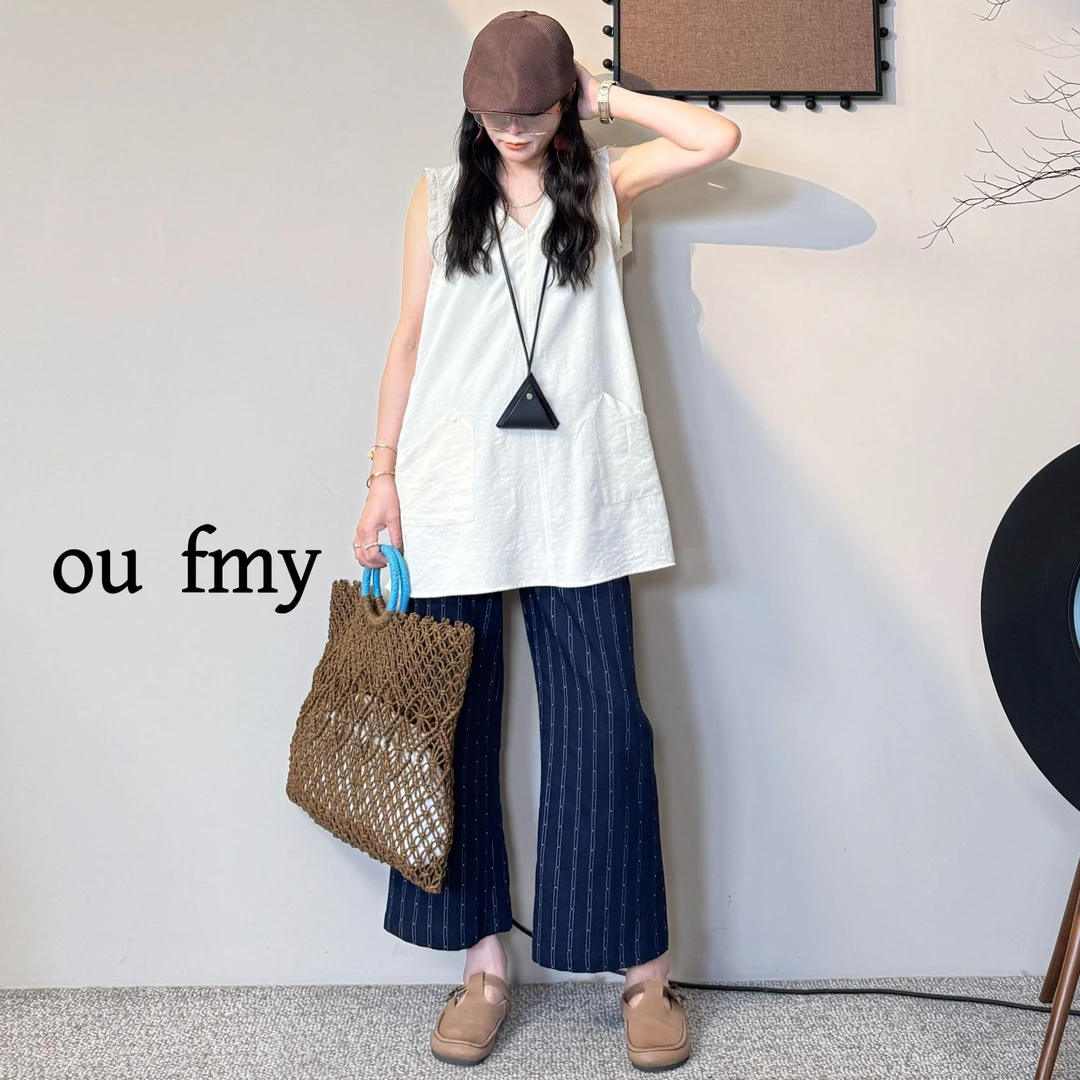 FY6272夏季出游必备口袋无袖背心连衣裙休闲宽松显瘦上衣